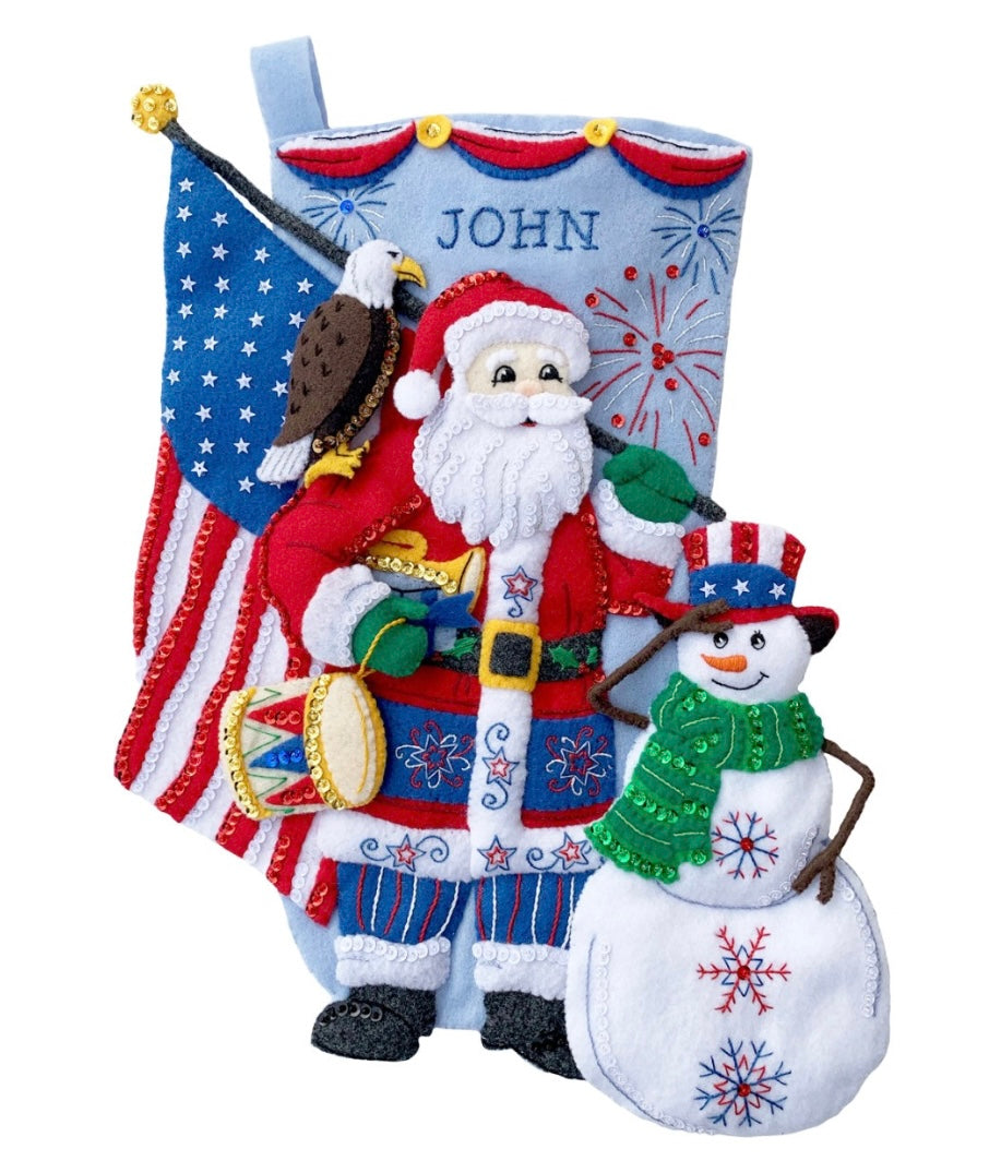Star Spangled Santa Christmas Stocking