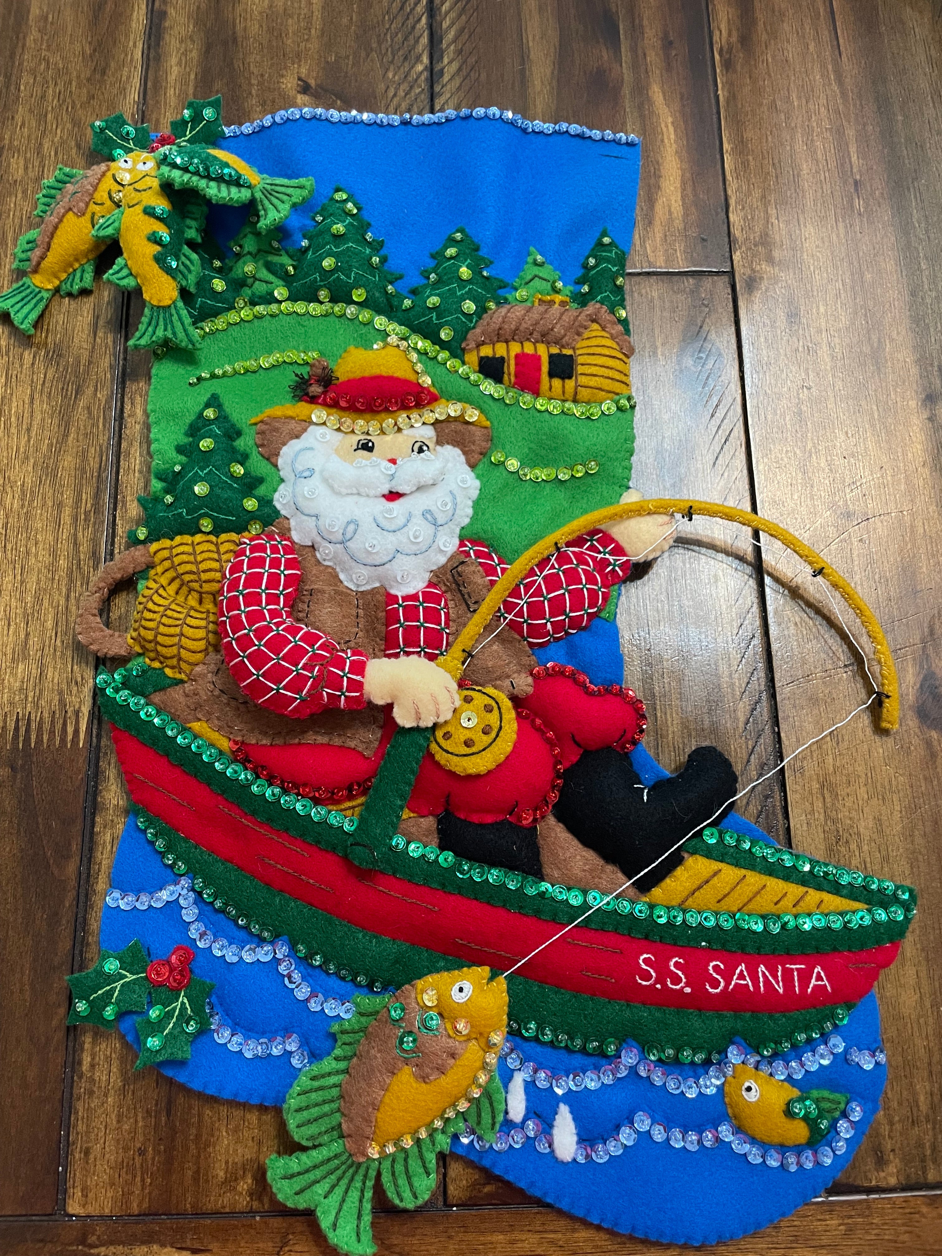 Fishing Santa Bucilla Stocking