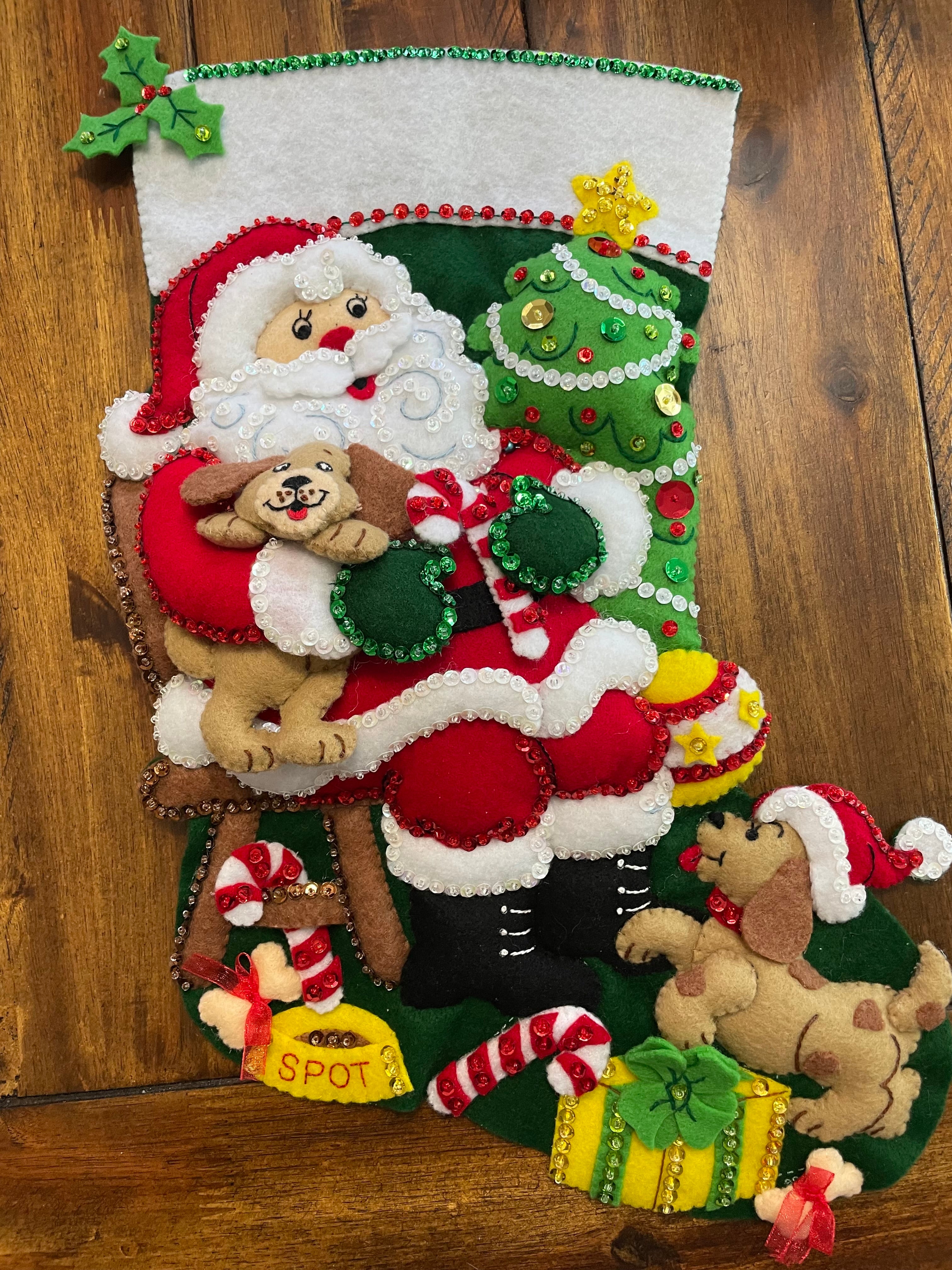 Jolly Pups and Santa Bucilla Stocking