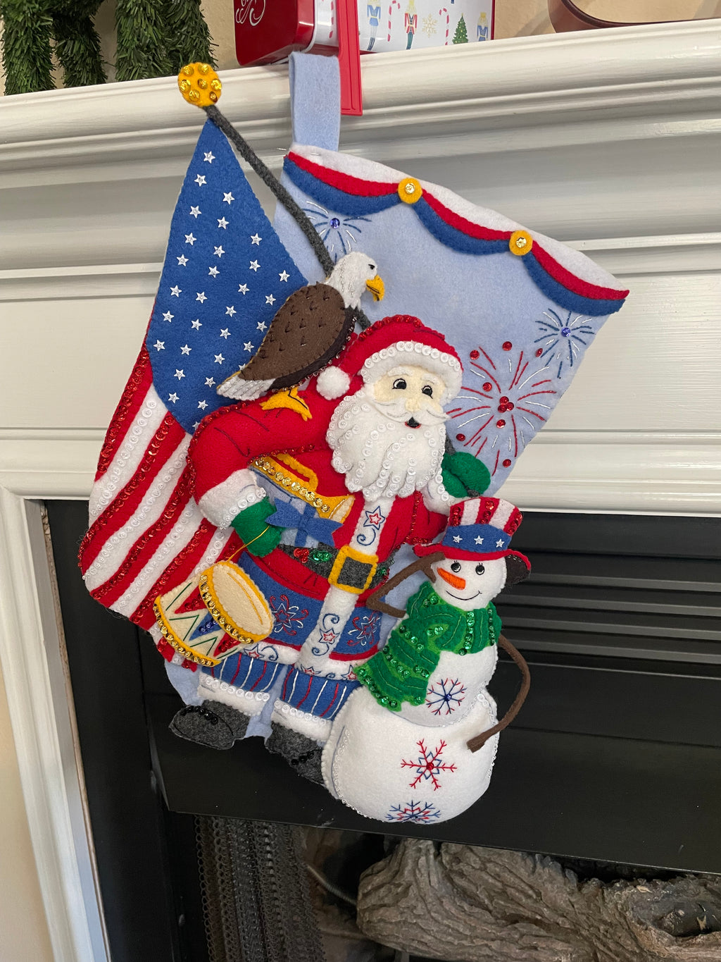 Star Spangled Santa Christmas Stocking